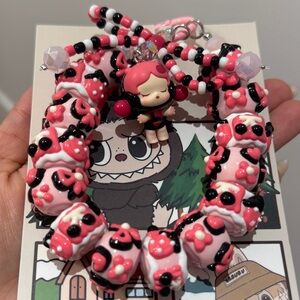 PINK SKULLPANDA POPMART KEYCHAIN